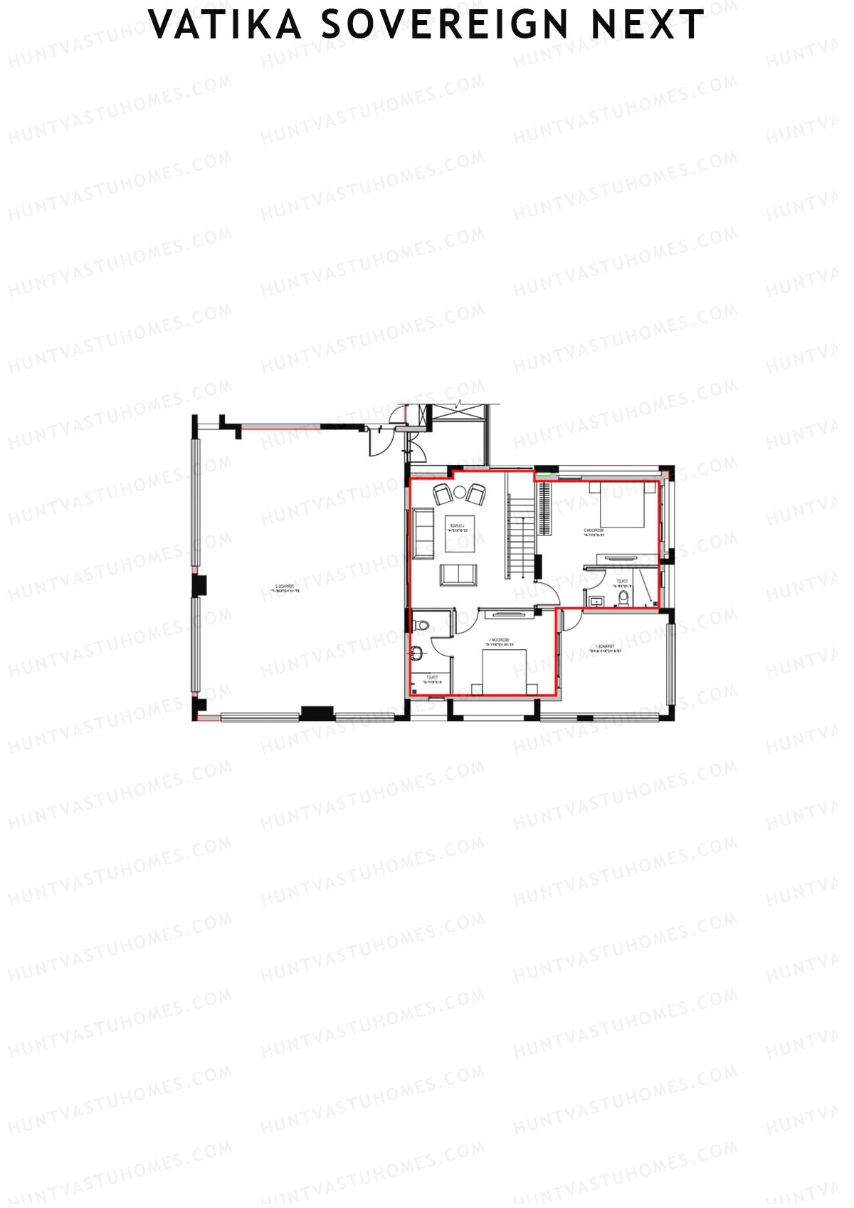 Vatika Sovereign Next Tower E Unit 1 (Type 1) Floor Plan