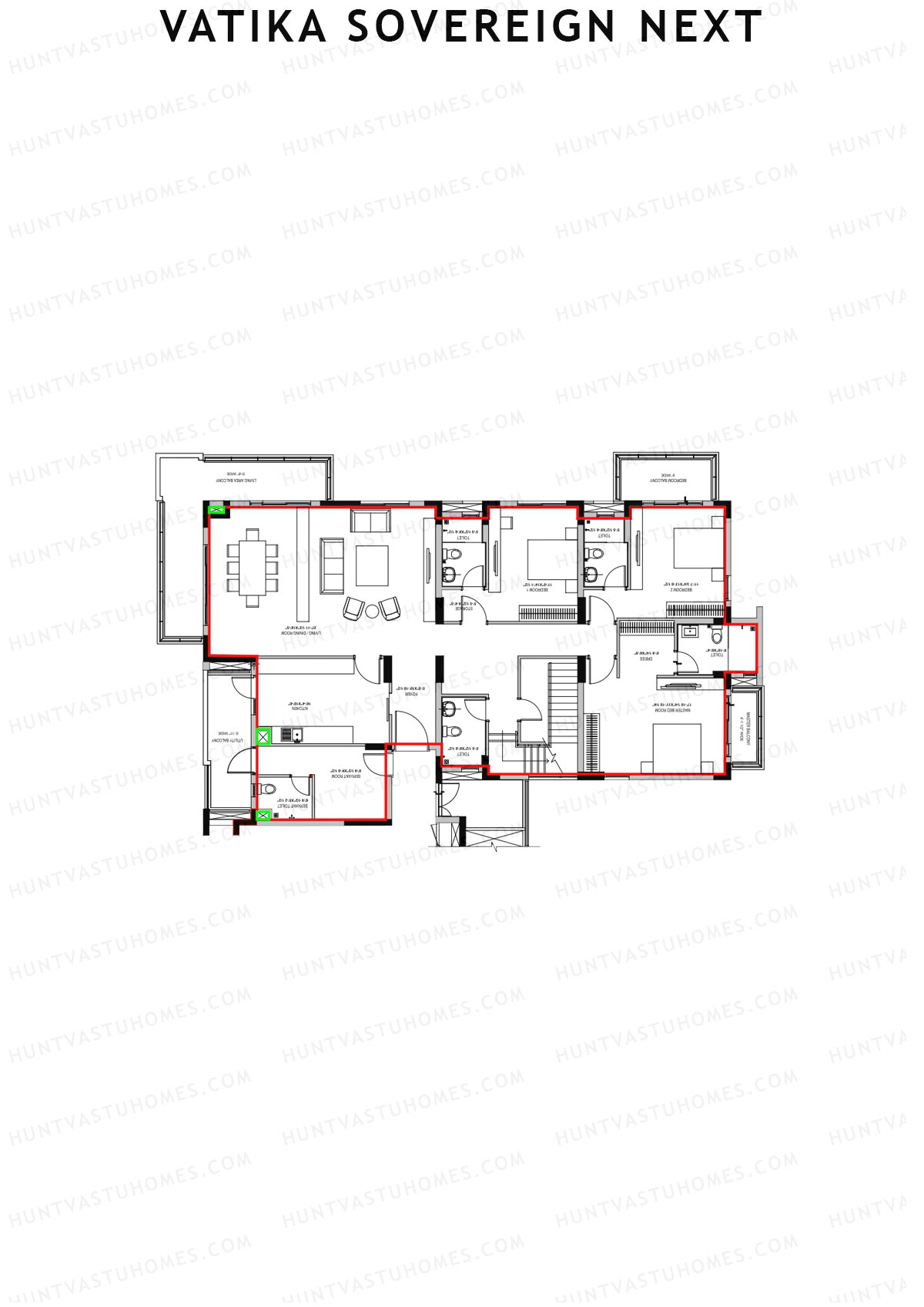 Vatika Sovereign Next Tower E Unit 2 (Penthouse) Floor Plan
