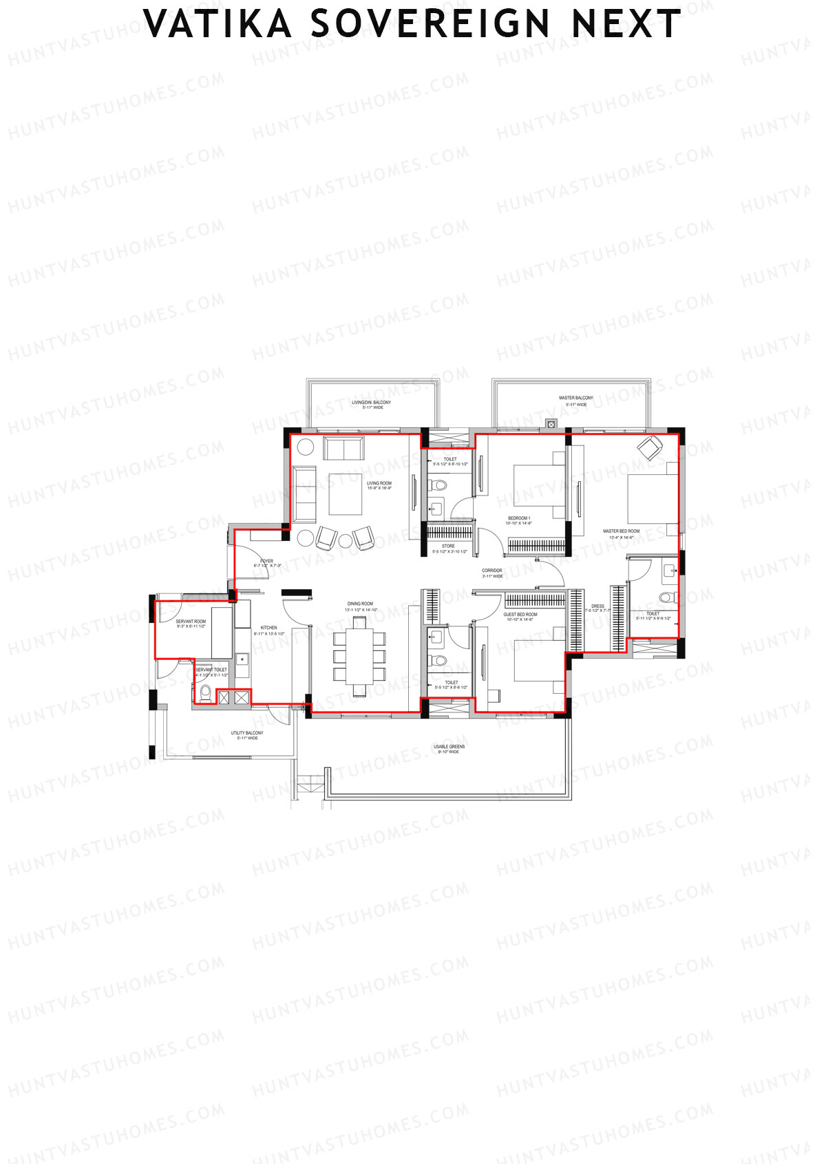 Vatika Sovereign Next Tower F Unit 1 Floor Plan