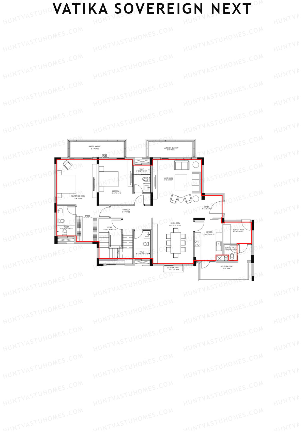 Vatika Sovereign Next Tower F Unit 2 (Penthouse) Floor Plan
