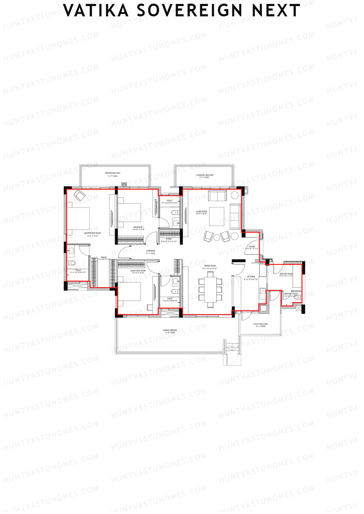 Vatika Sovereign Next Tower F Unit 2 (Type Special) Floor Plan