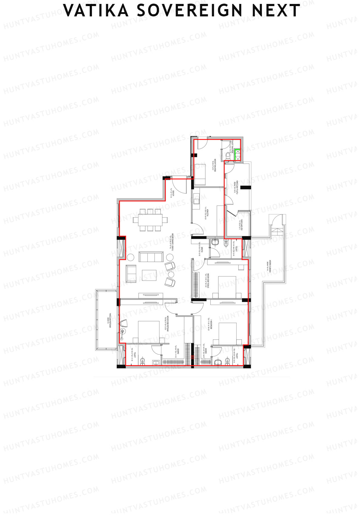 Vatika Sovereign Next Tower G Unit 1 (Type Special) Floor Plan