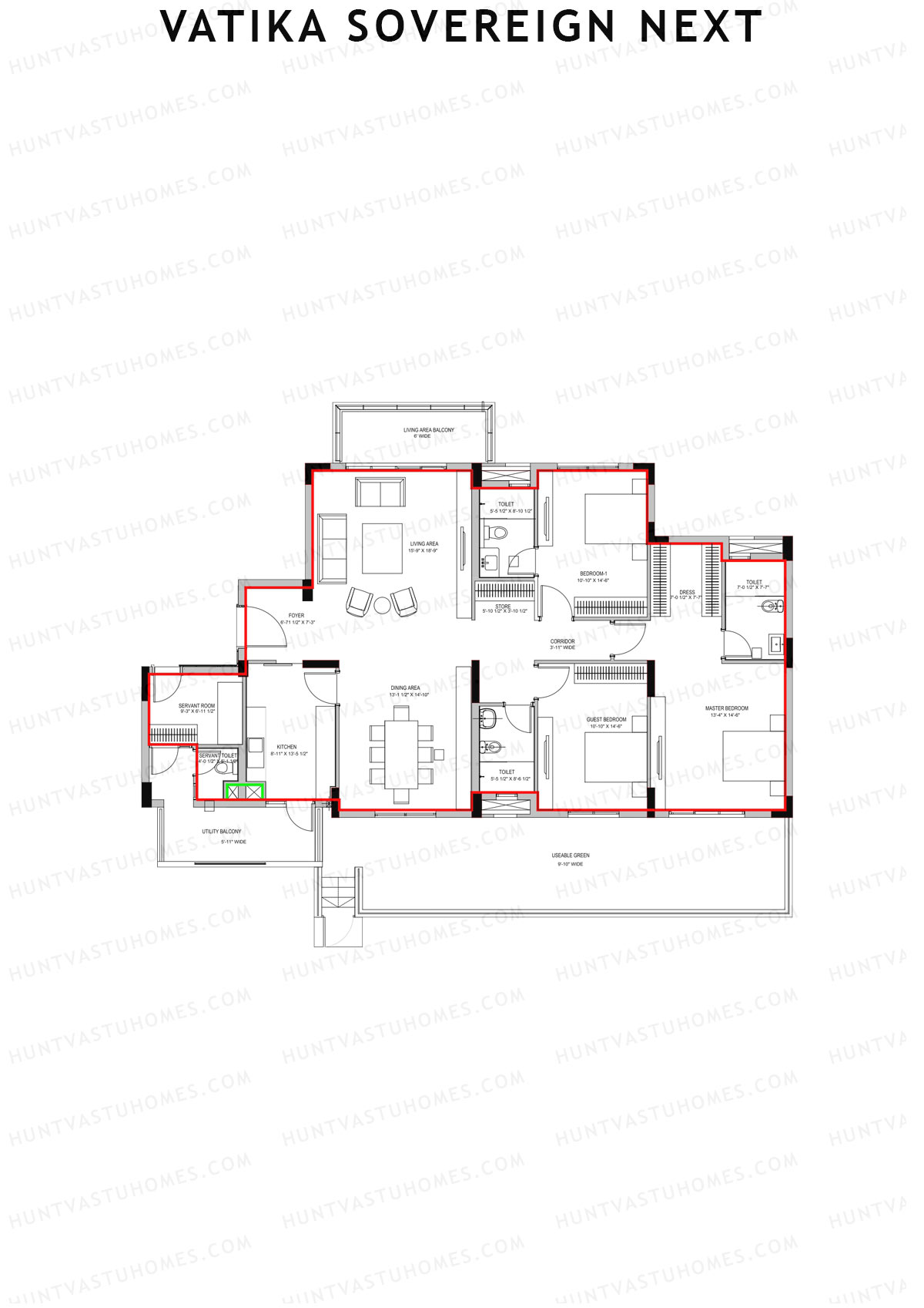 Vatika Sovereign Next Tower H Unit 1 Floor Plan