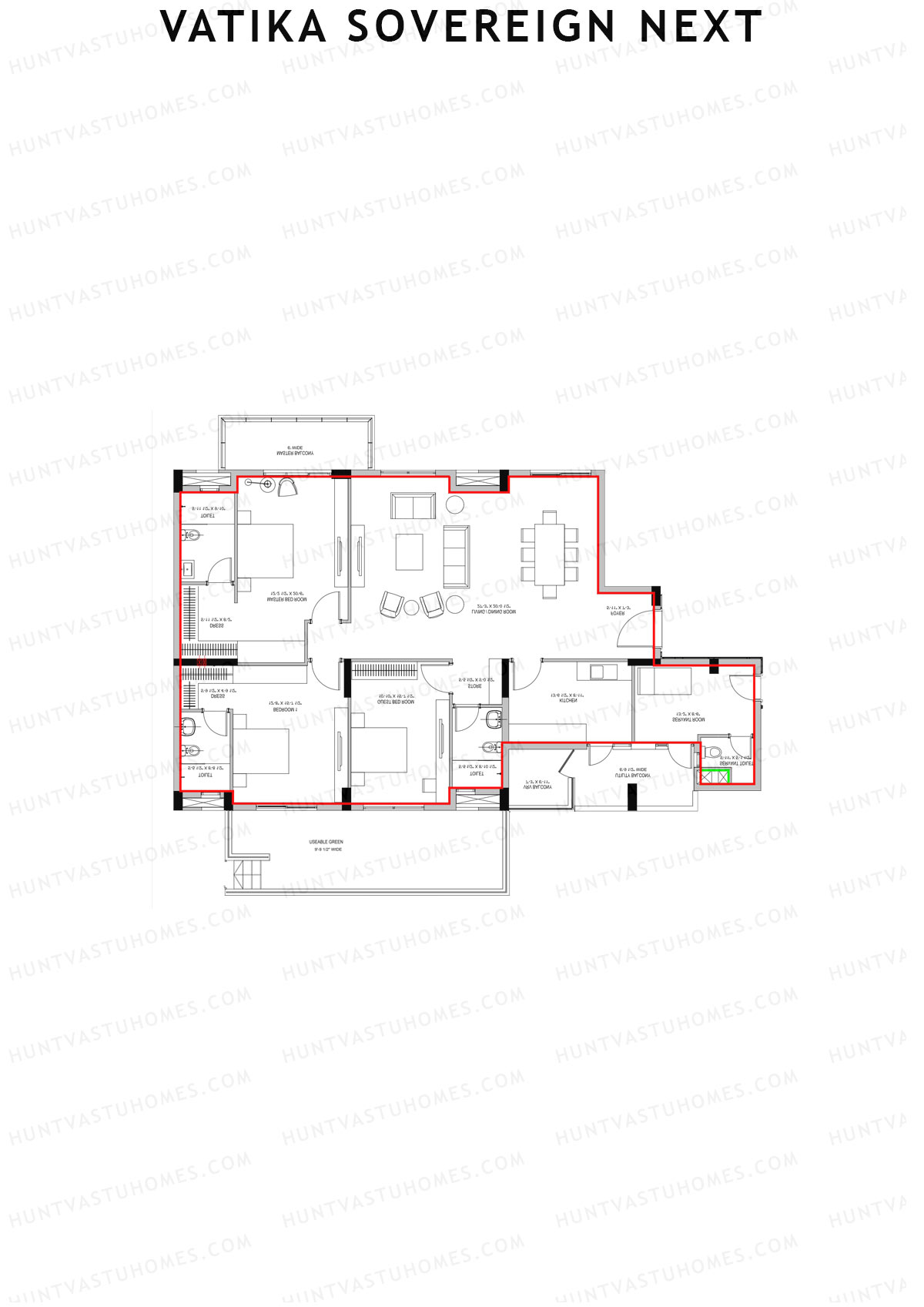 Vatika Sovereign Next Tower H Unit 2 (Type Special) Floor Plan