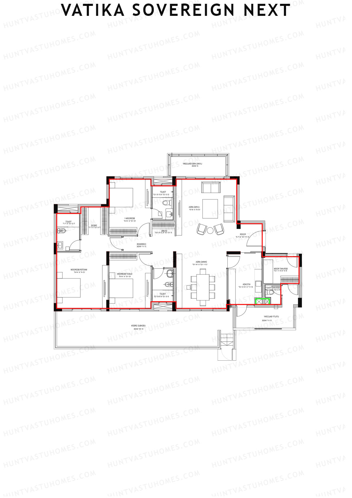 Vatika Sovereign Next Tower J Unit 1 Floor Plan