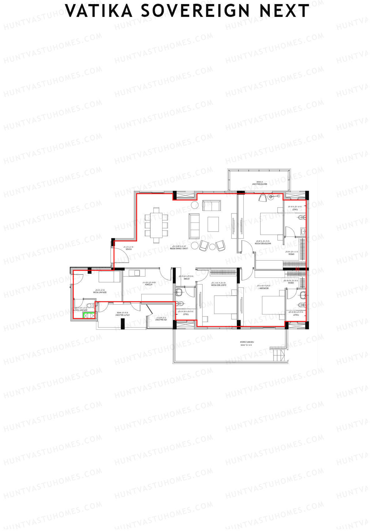 Vatika Sovereign Next Tower J Unit 2 (Type Special) Floor Plan