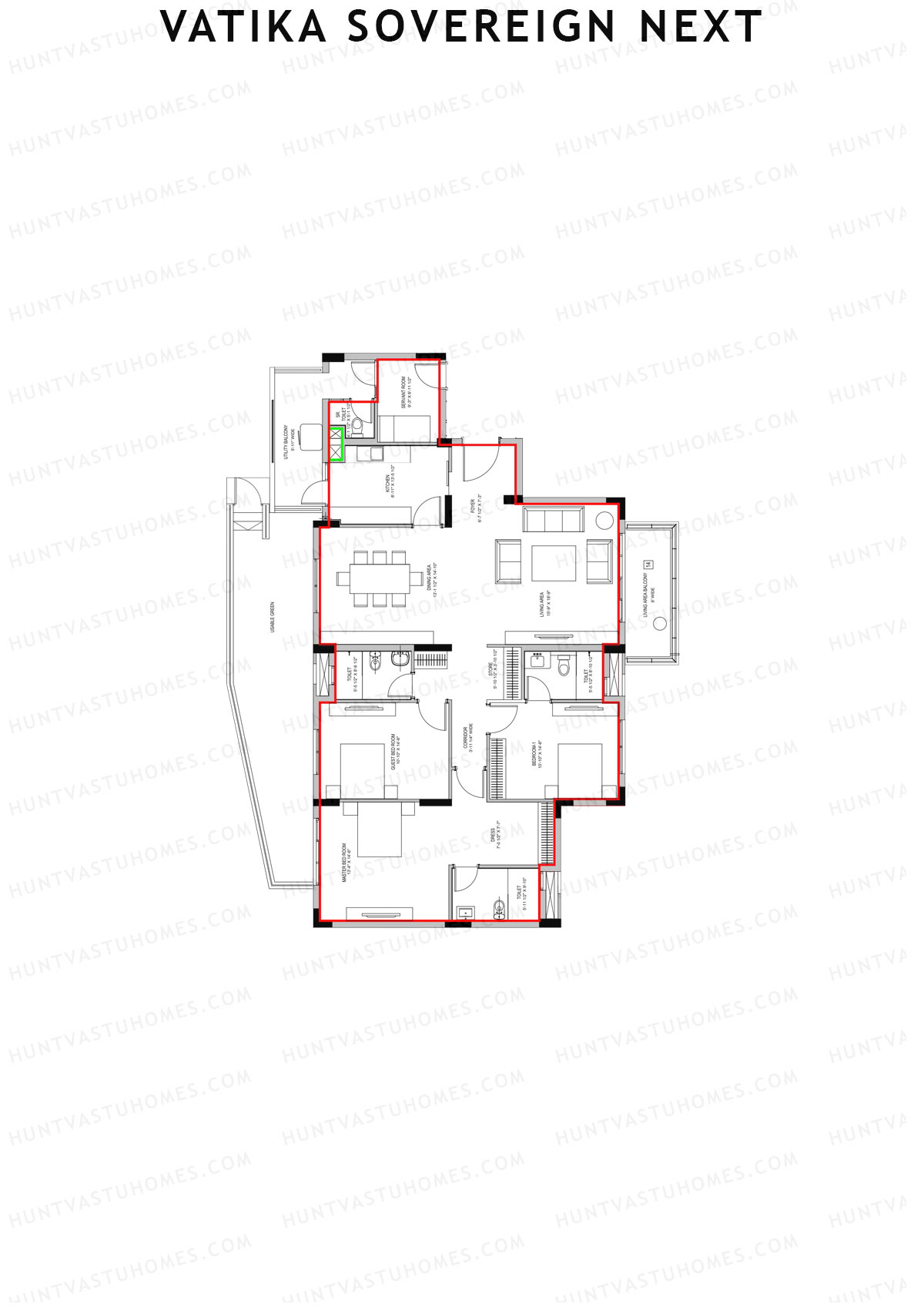 Vatika Sovereign Next Tower K Unit 1 Floor Plan