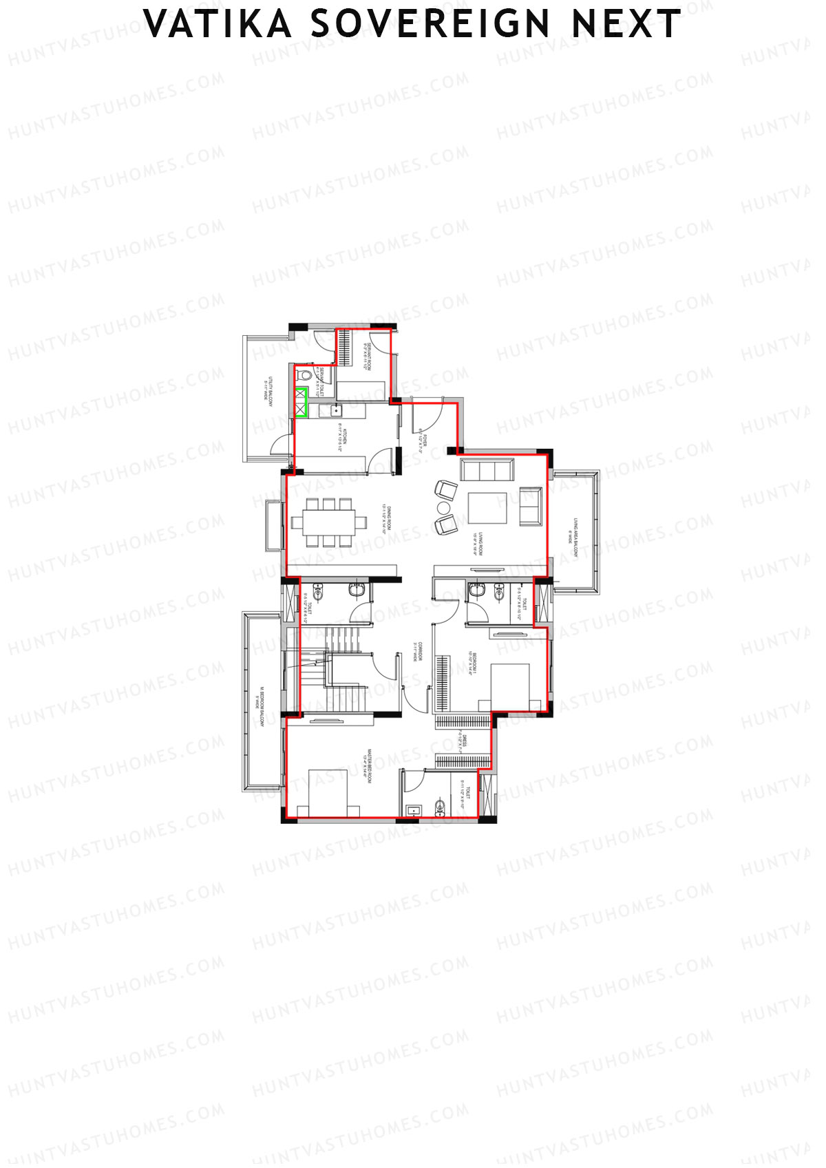 Vatika Sovereign Next Tower K Unit 1 (Penthouse) Floor Plan