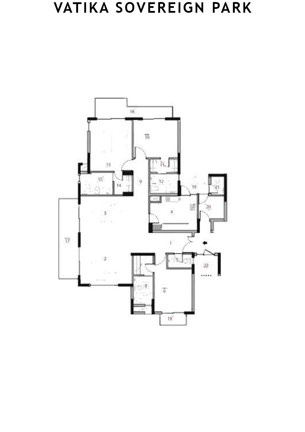 Vatika Sovereign Park Tower A Unit 202 (Type 1) Floor Plan
