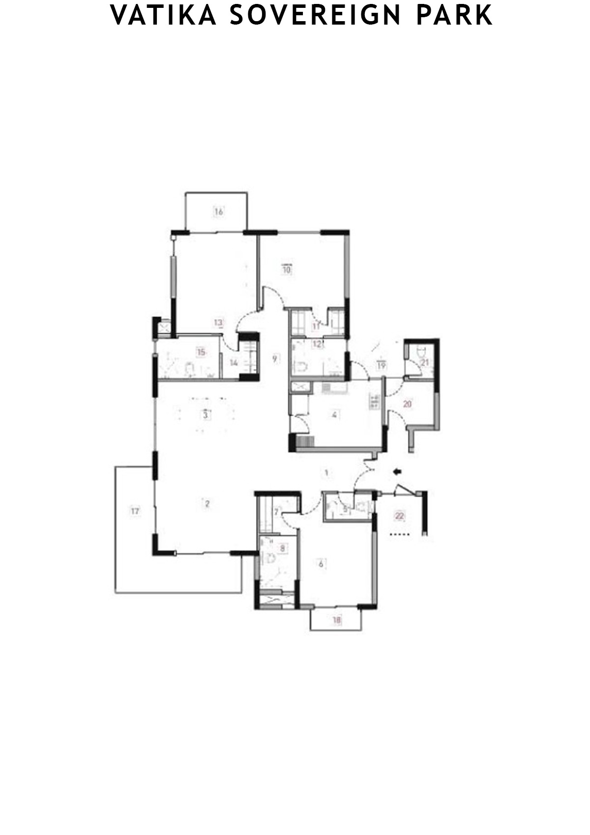 Vatika Sovereign Park Tower A Unit 202 (Type 2) Floor Plan