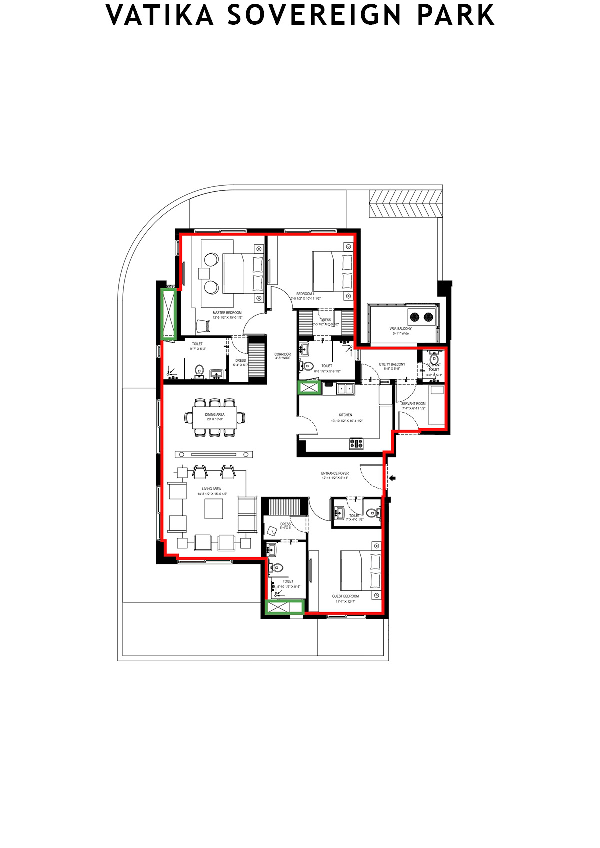 Vatika Sovereign Park Tower B Unit 202 Floor Plan