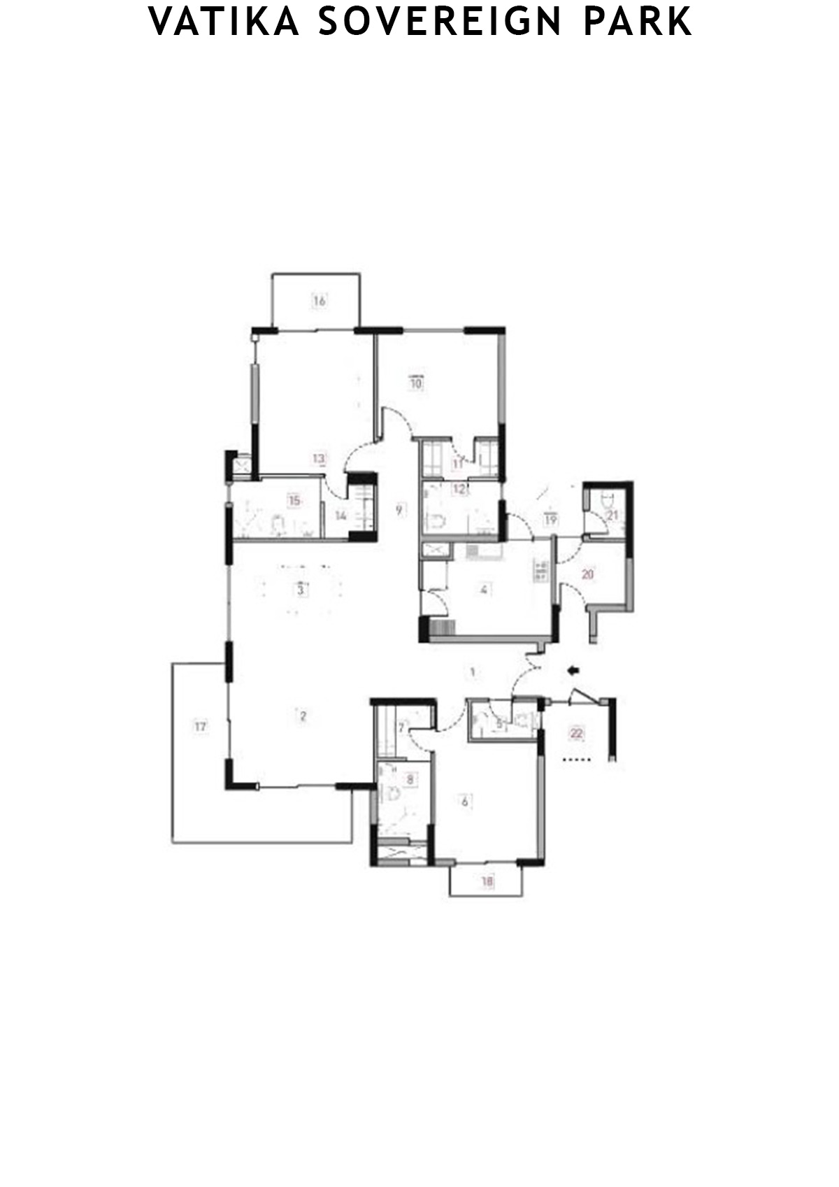 Vatika Sovereign Park Tower B Unit 202 (Type 2) Floor Plan