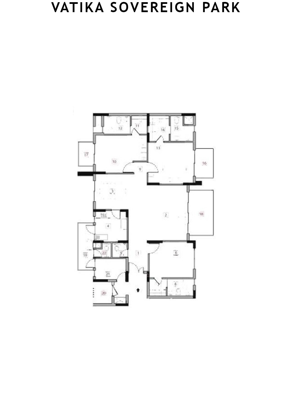 Vatika Sovereign Park Block D Unit 202 (Type 3) Floor Plan
