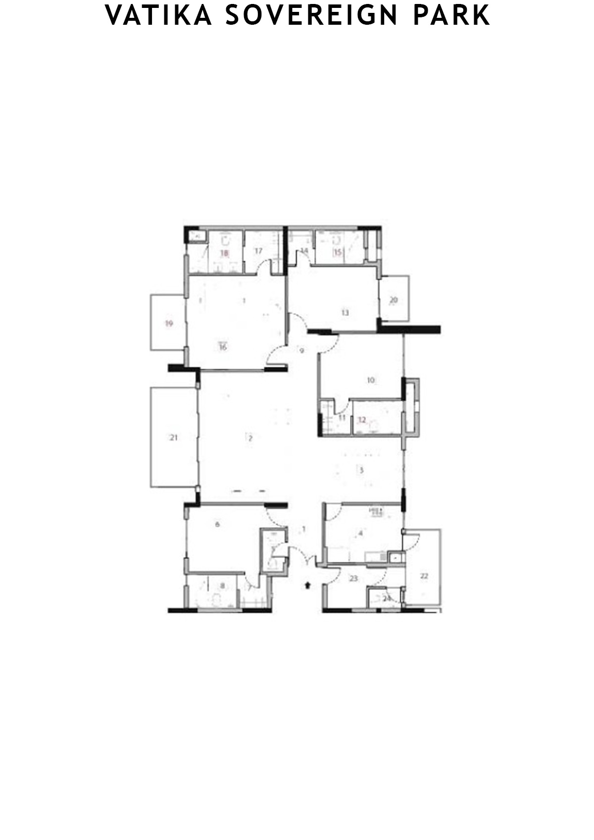 Vatika Sovereign Park Block E Unit 202 (Type 1) Floor Plan