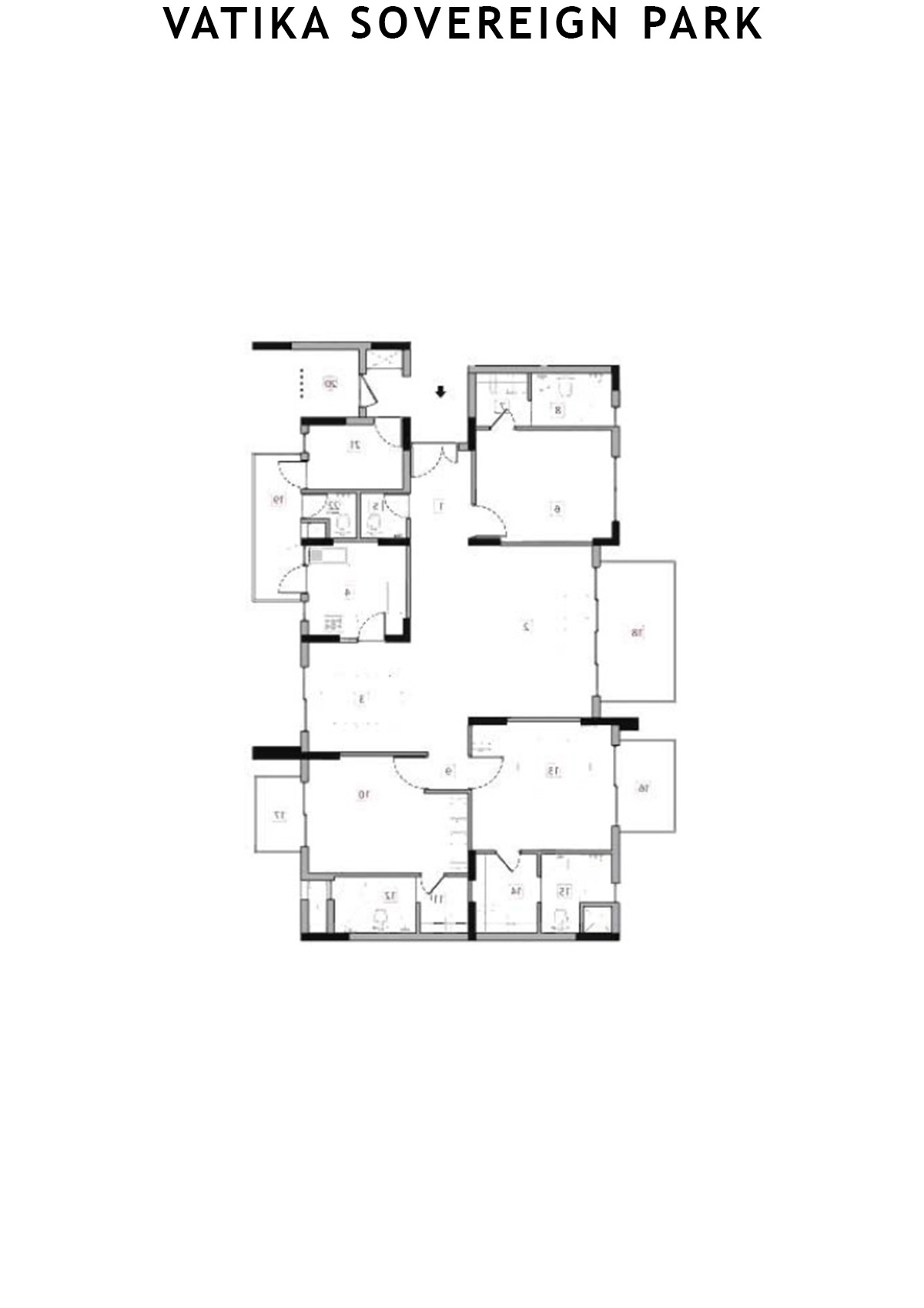 Vatika Sovereign Park Block F Unit 201 (Type 3A) Floor Plan