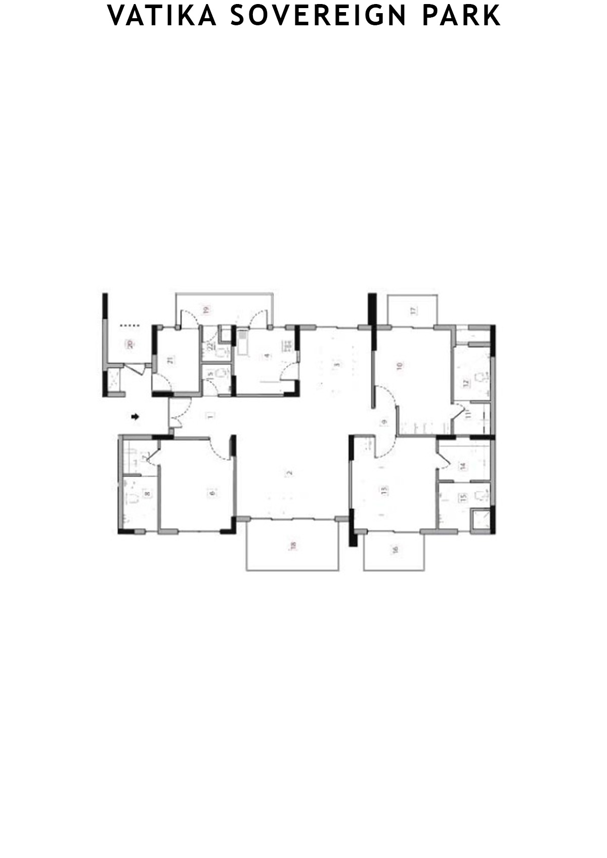 Vatika Sovereign Park Block F Unit 202 (Type 3A) Floor Plan