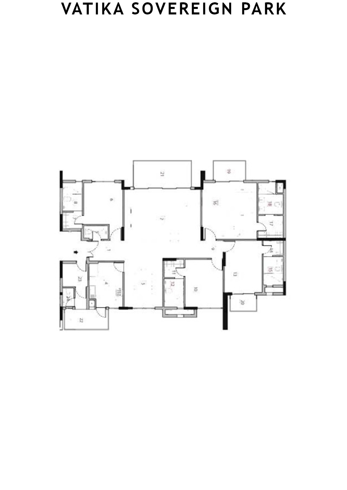 Vatika Sovereign Park Block G Unit 202 (Type 1) Floor Plan