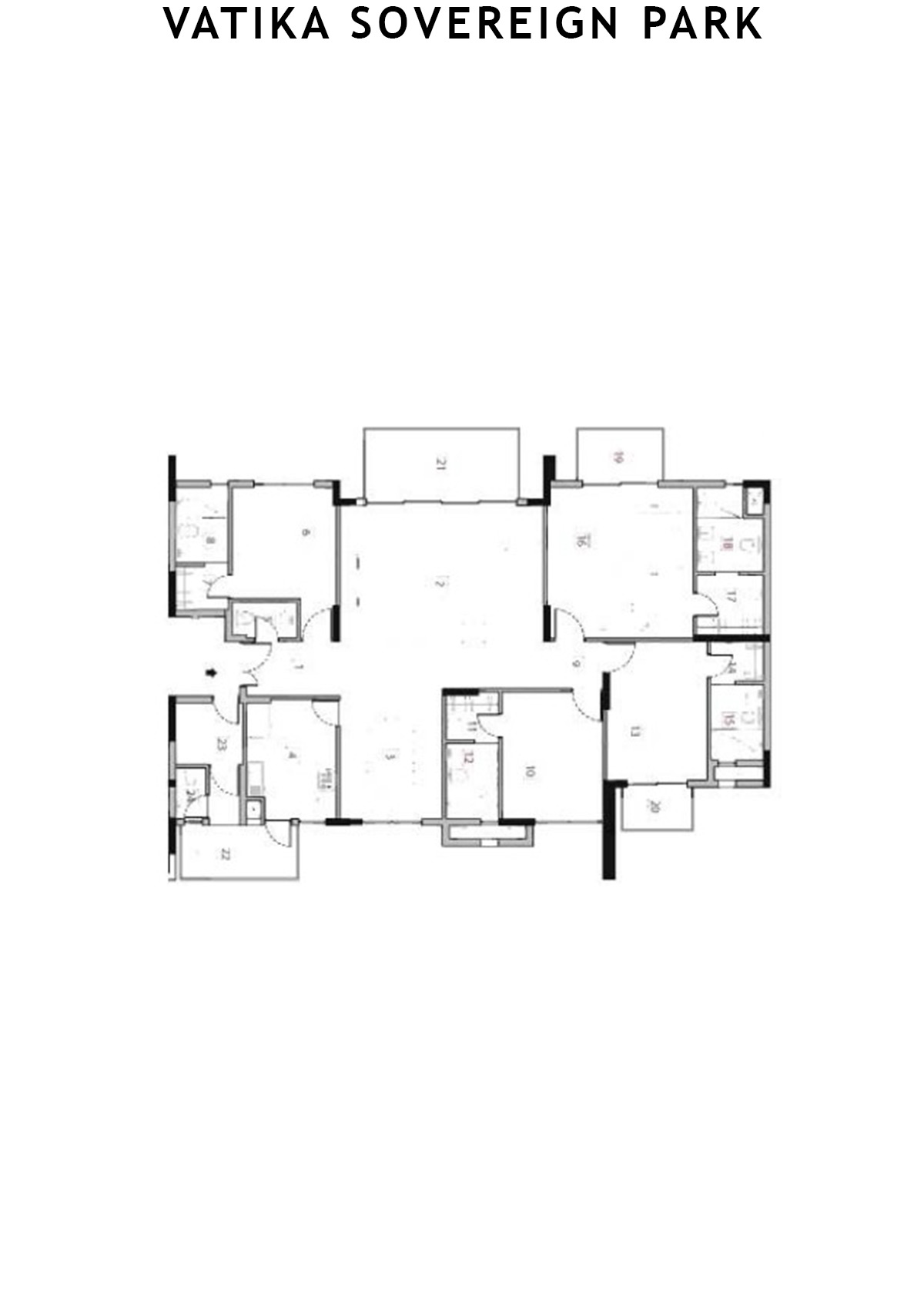 Vatika Sovereign Park Block L Unit 202 (Type 1) Floor Plan