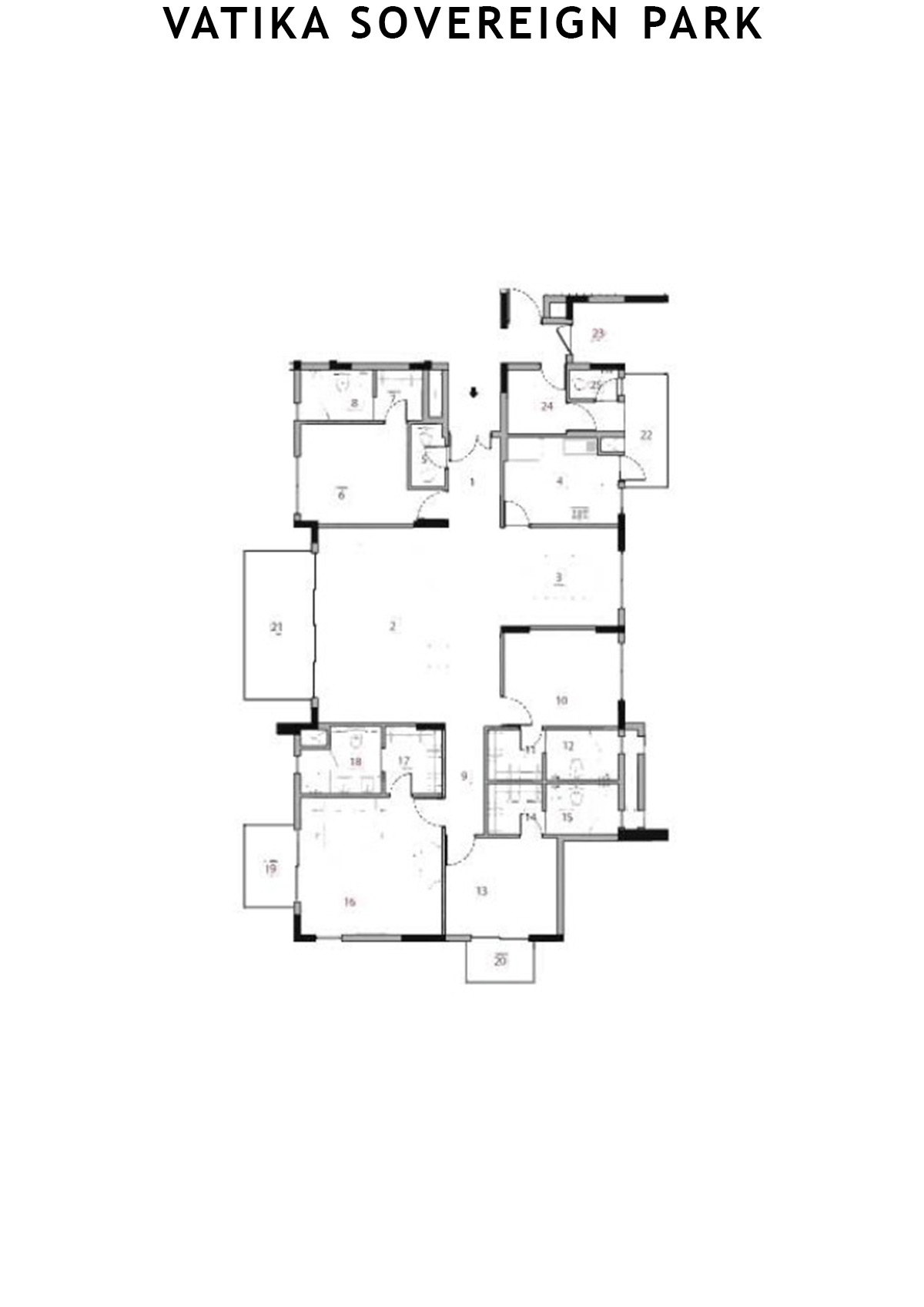 Vatika Sovereign Park Block M Unit 202 (Type 6) Floor Plan