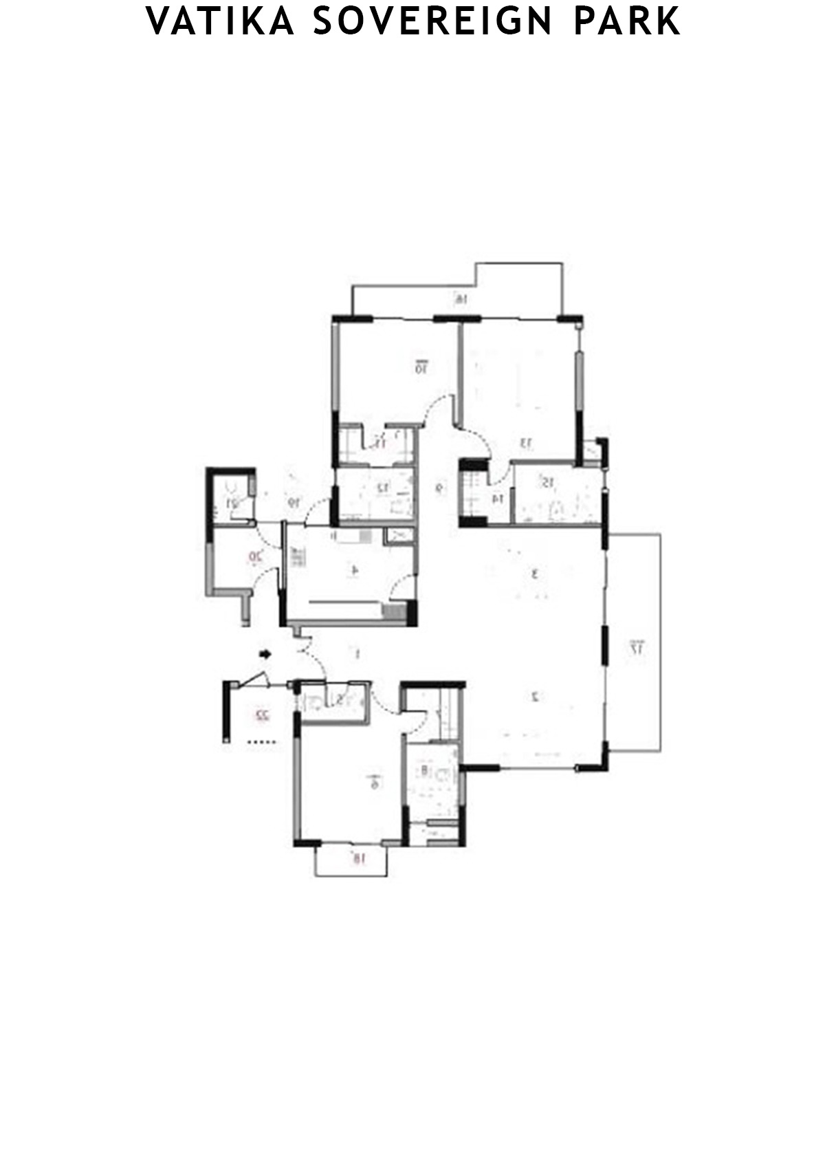 Vatika Sovereign Park Tower C Unit 201 (Type 1) Floor Plan