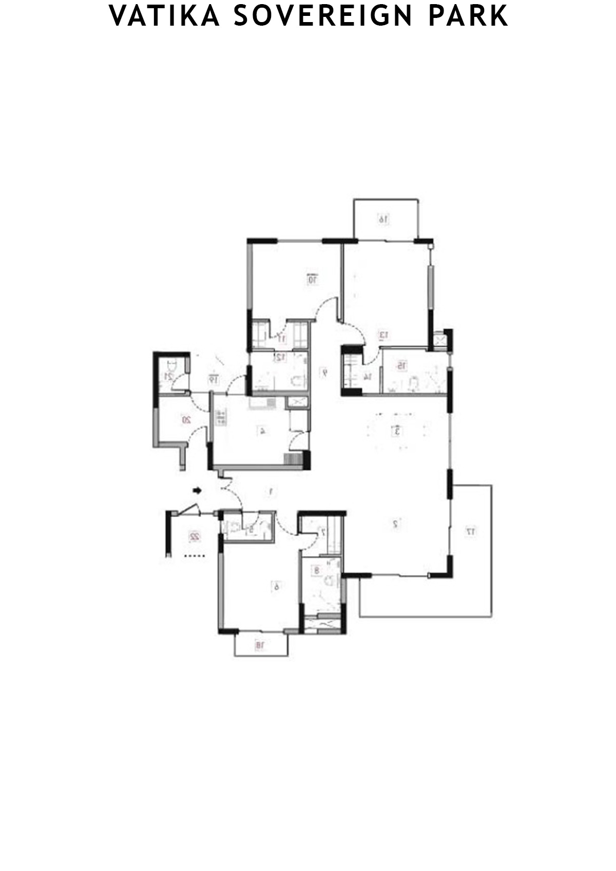Vatika Sovereign Park Tower C Unit 201 (Type 2) Floor Plan