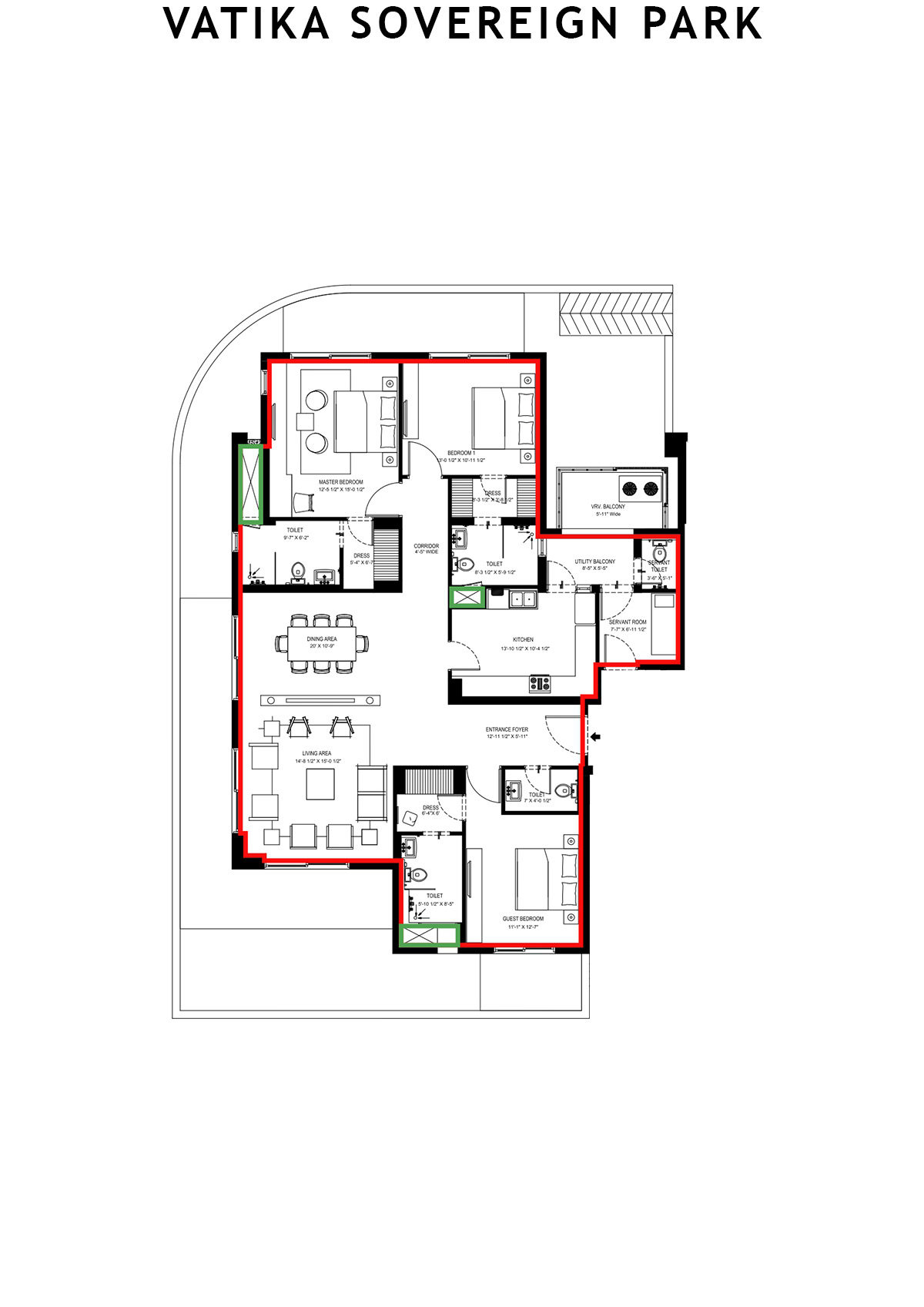 Vatika Sovereign Park Tower C Unit 202 Floor Plan