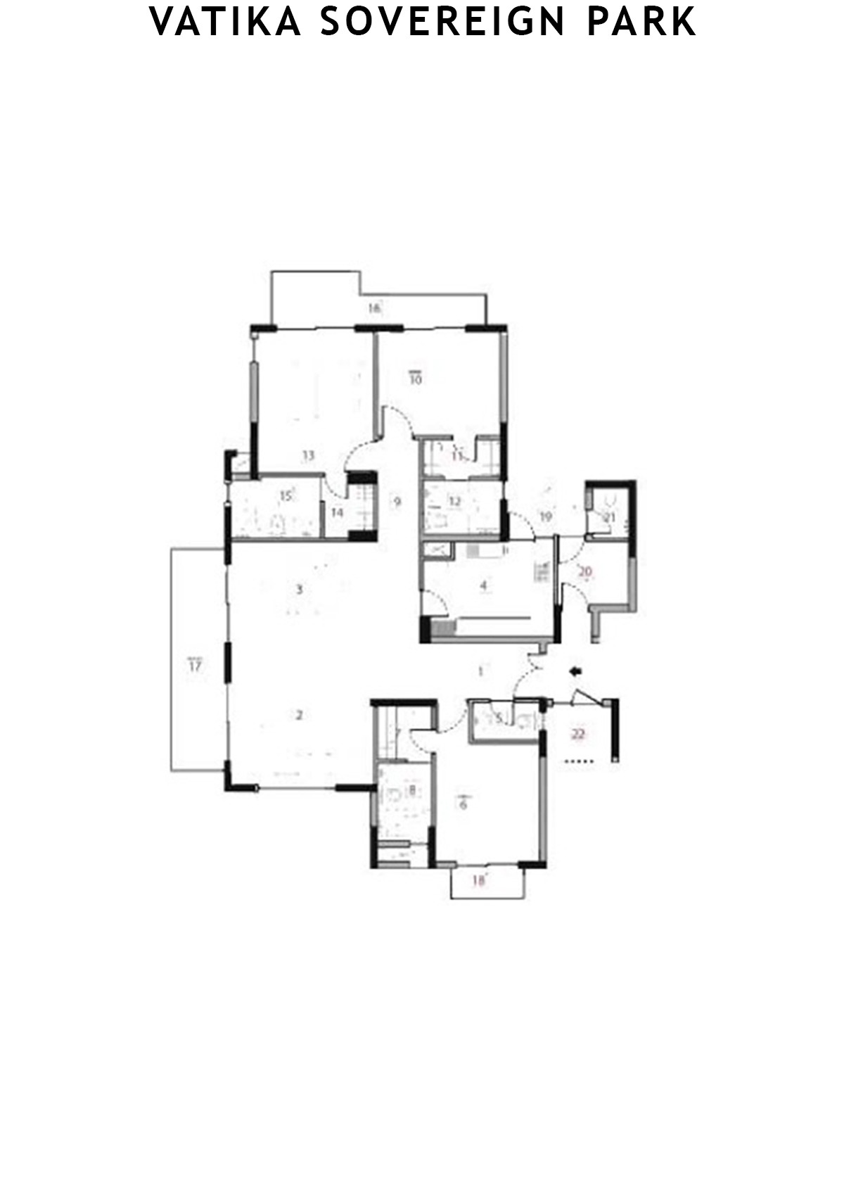 Vatika Sovereign Park Tower C Unit 202 (Type 1) Floor Plan