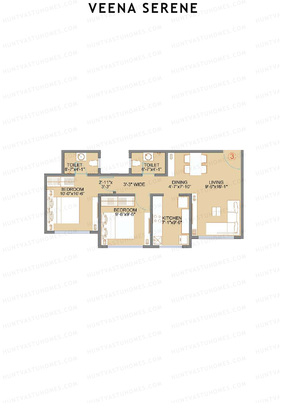 Veena Serene Wing A Unit 3 Floor Plan