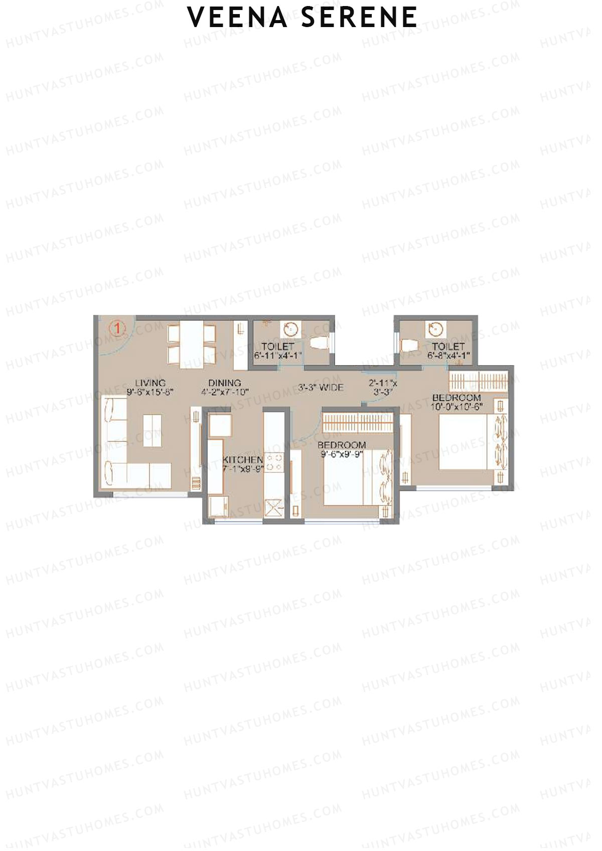 Veena Serene Wing B Unit 1 Floor Plan