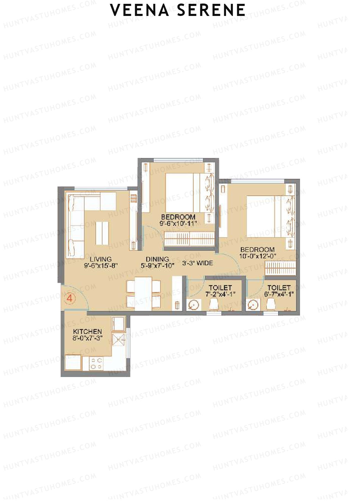 Veena Serene Wing B Unit 4 Floor Plan