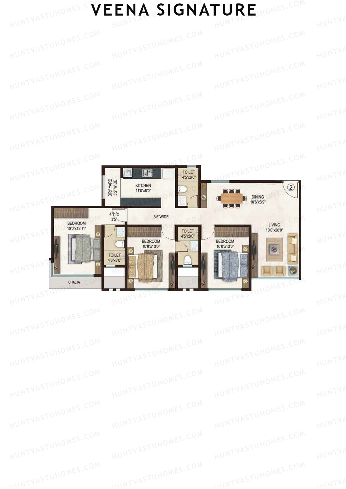 Veena Signature Block A Unit 2 Floor Plan
