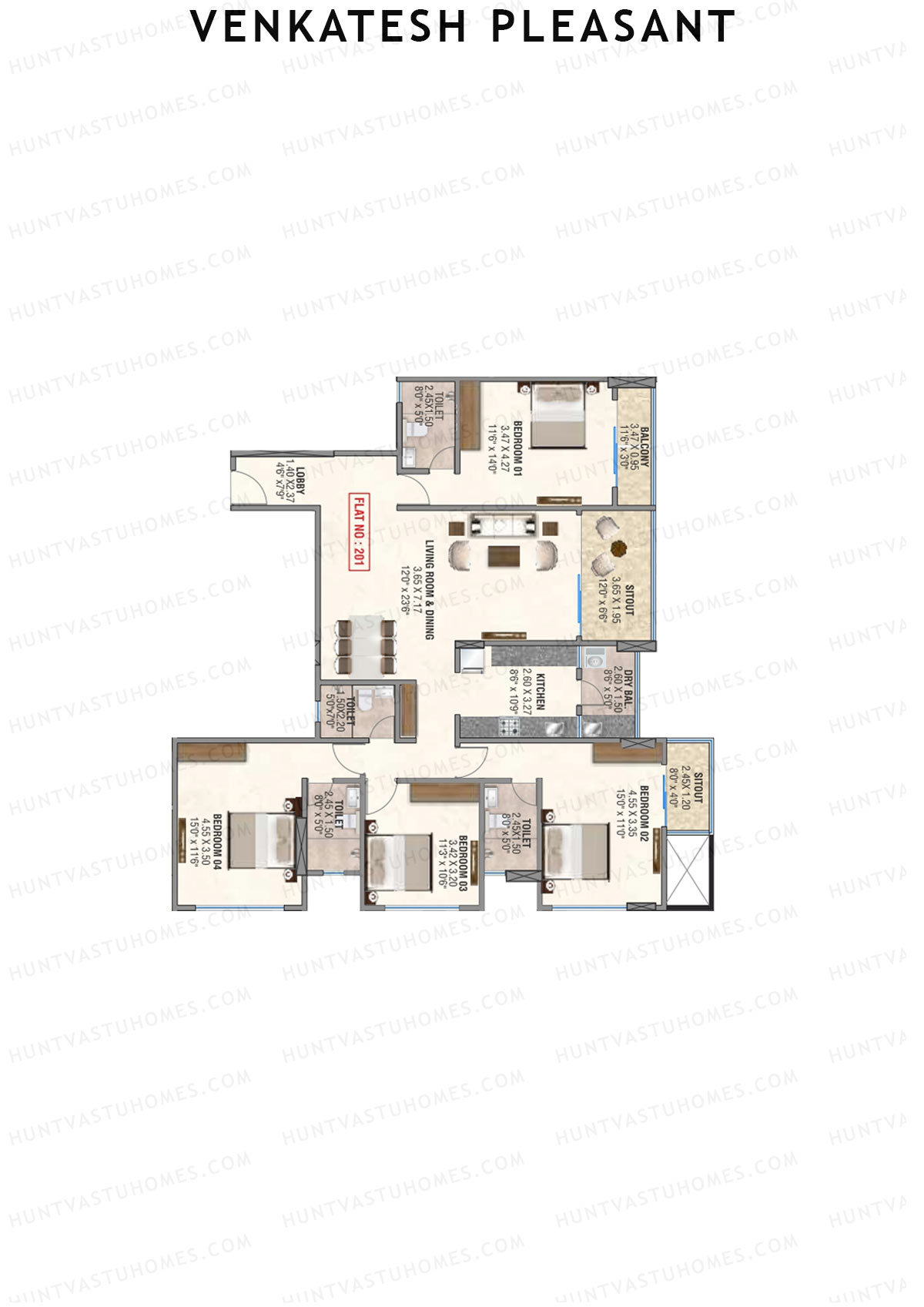 Venkatesh Pleasant Block A Unit 1 Floor Plan