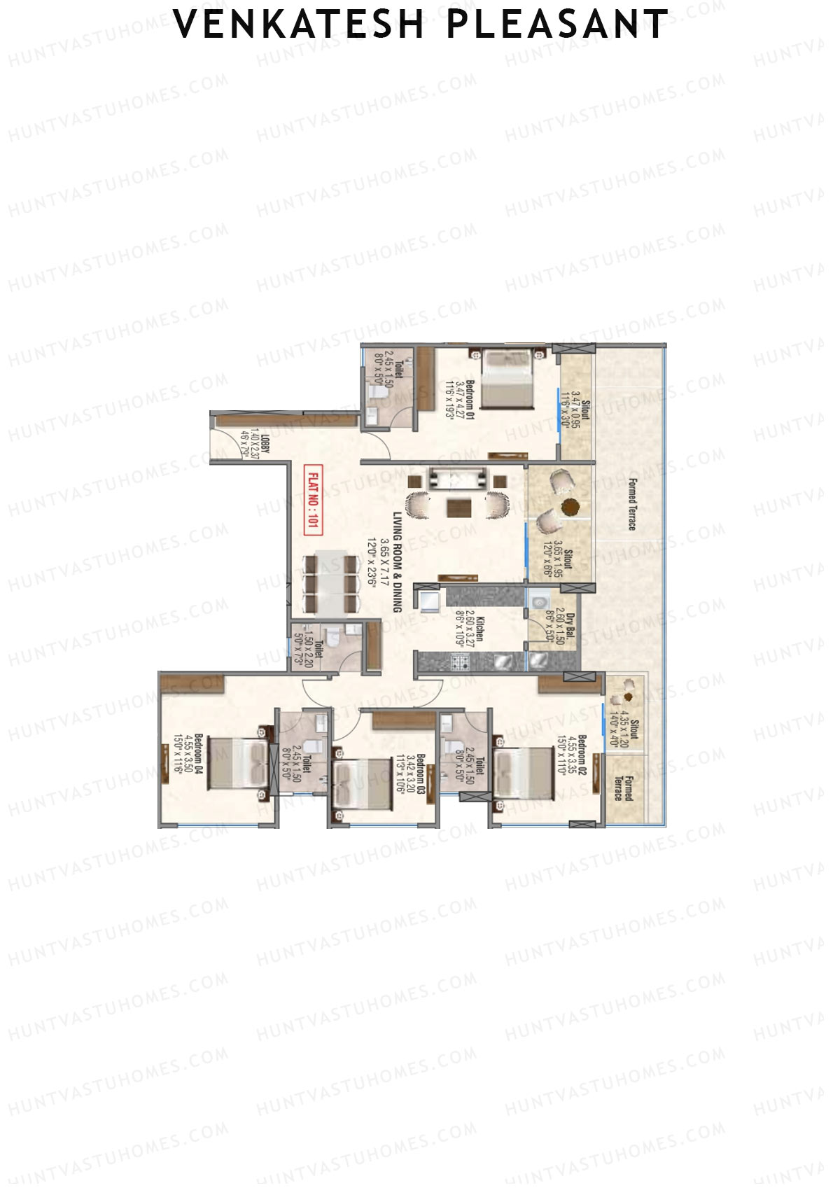 Venkatesh Pleasant Block A Unit 1 Floor Plan