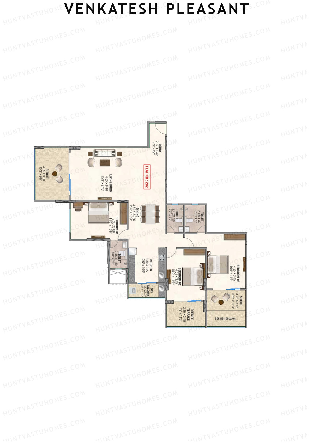 Venkatesh Pleasant Block A Unit 2 Floor Plan