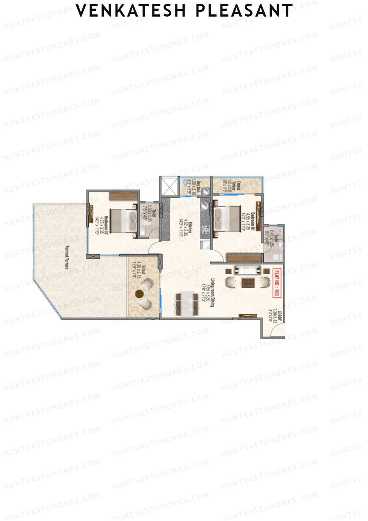 Venkatesh Pleasant Block A Unit 3 Floor Plan