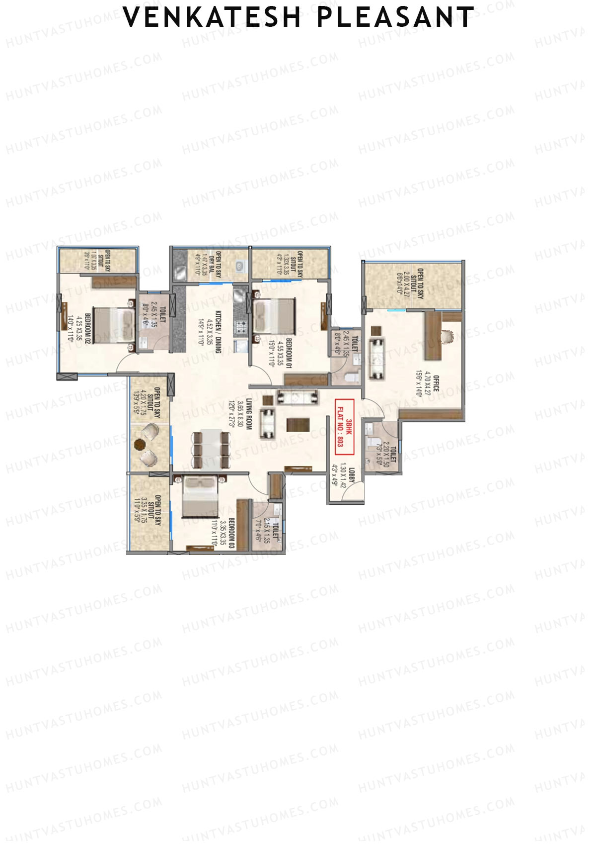 Venkatesh Pleasant Block A Unit 3 Floor Plan