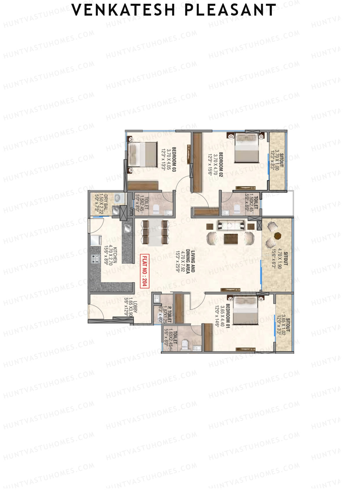 Venkatesh Pleasant Block A Unit 4 Floor Plan