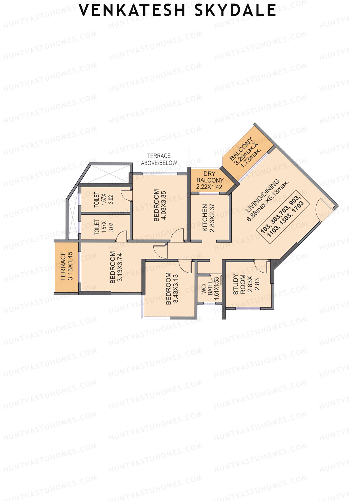 Venkatesh Skydale Wing B Unit 3 1 Floor Plan