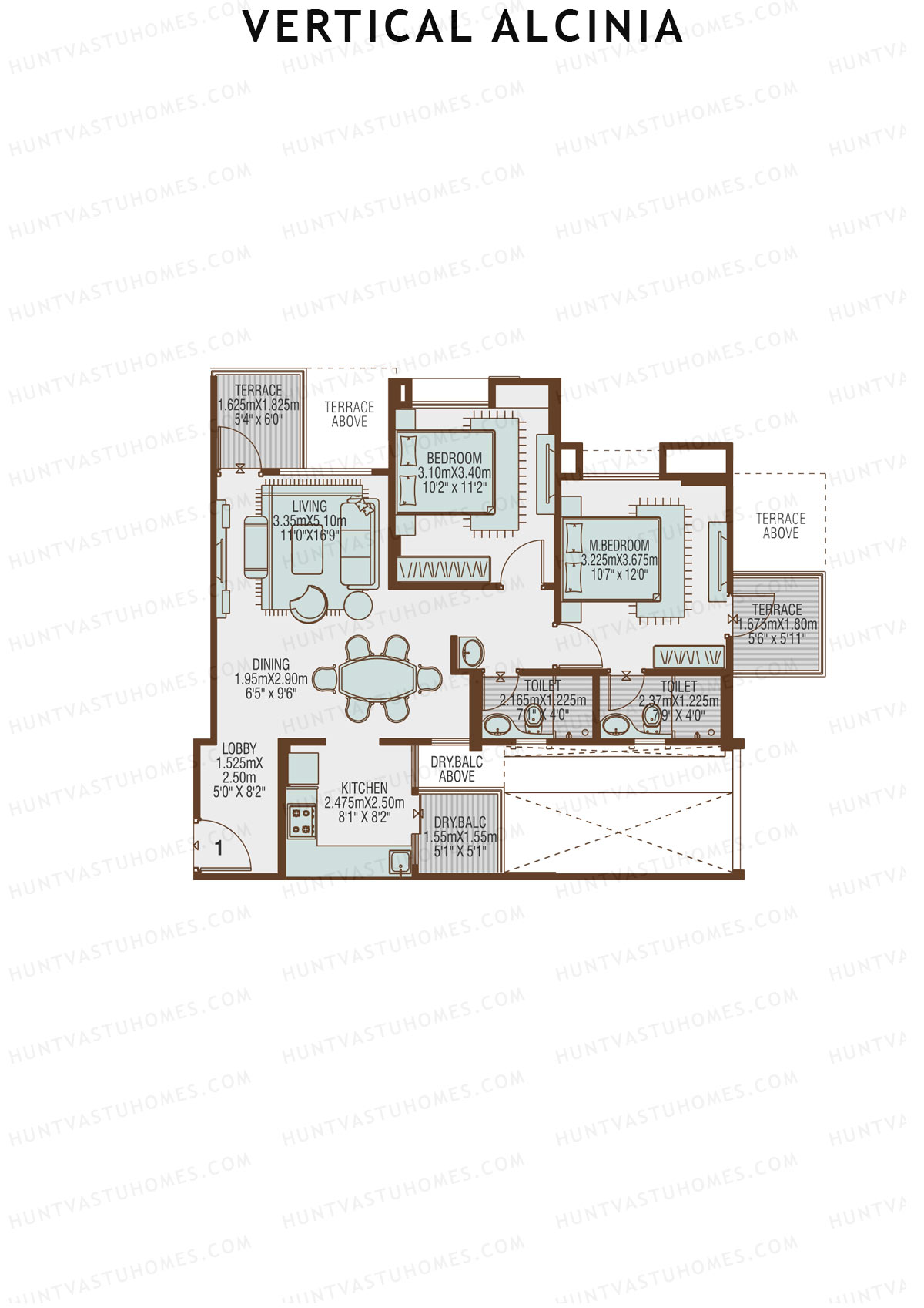 Vertical Alcinia Wing A Unit 1 Floor Plan