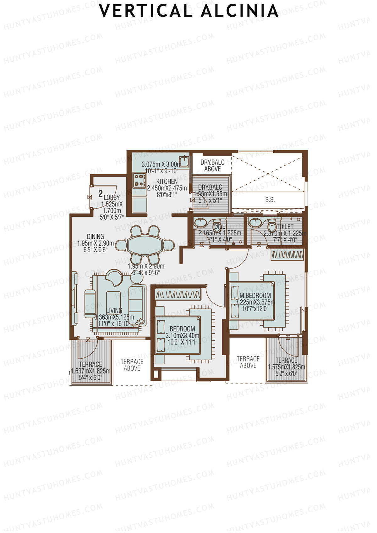 Vertical Alcinia Wing A Unit 2 Floor Plan
