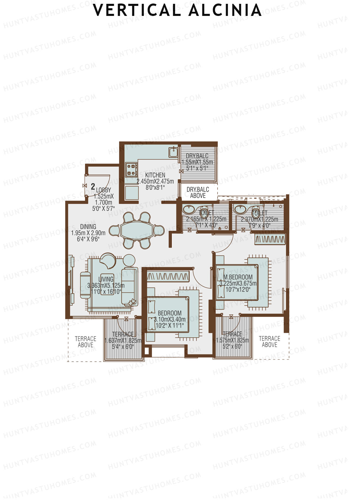 Vertical Alcinia Wing A Unit 2 Floor Plan