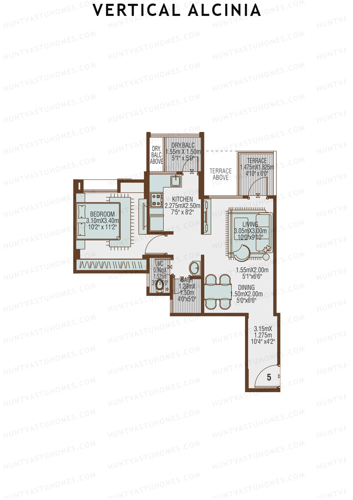 Vertical Alcinia Wing A Unit 5 Floor Plan