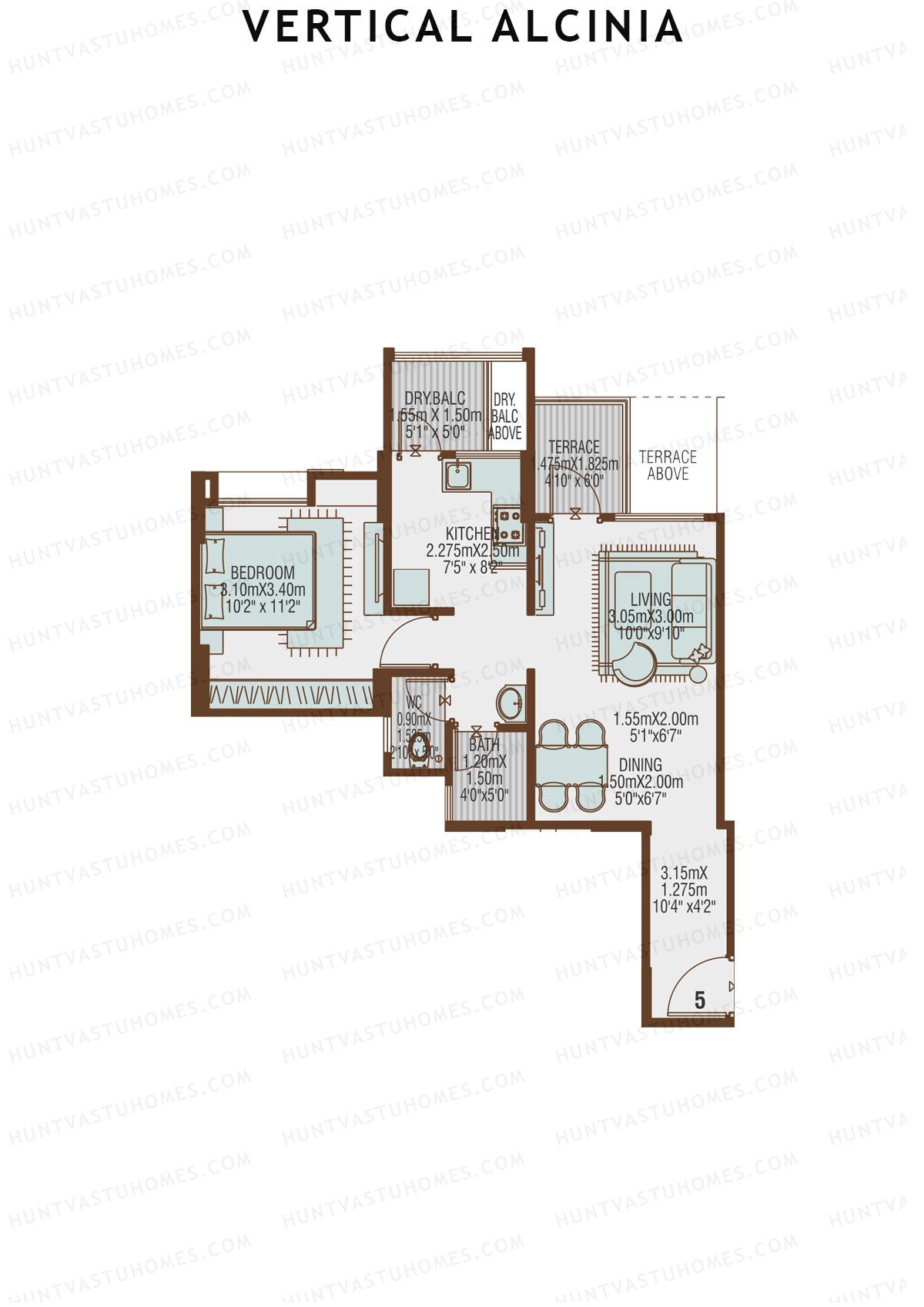 Vertical Alcinia Wing A Unit 5 Floor Plan