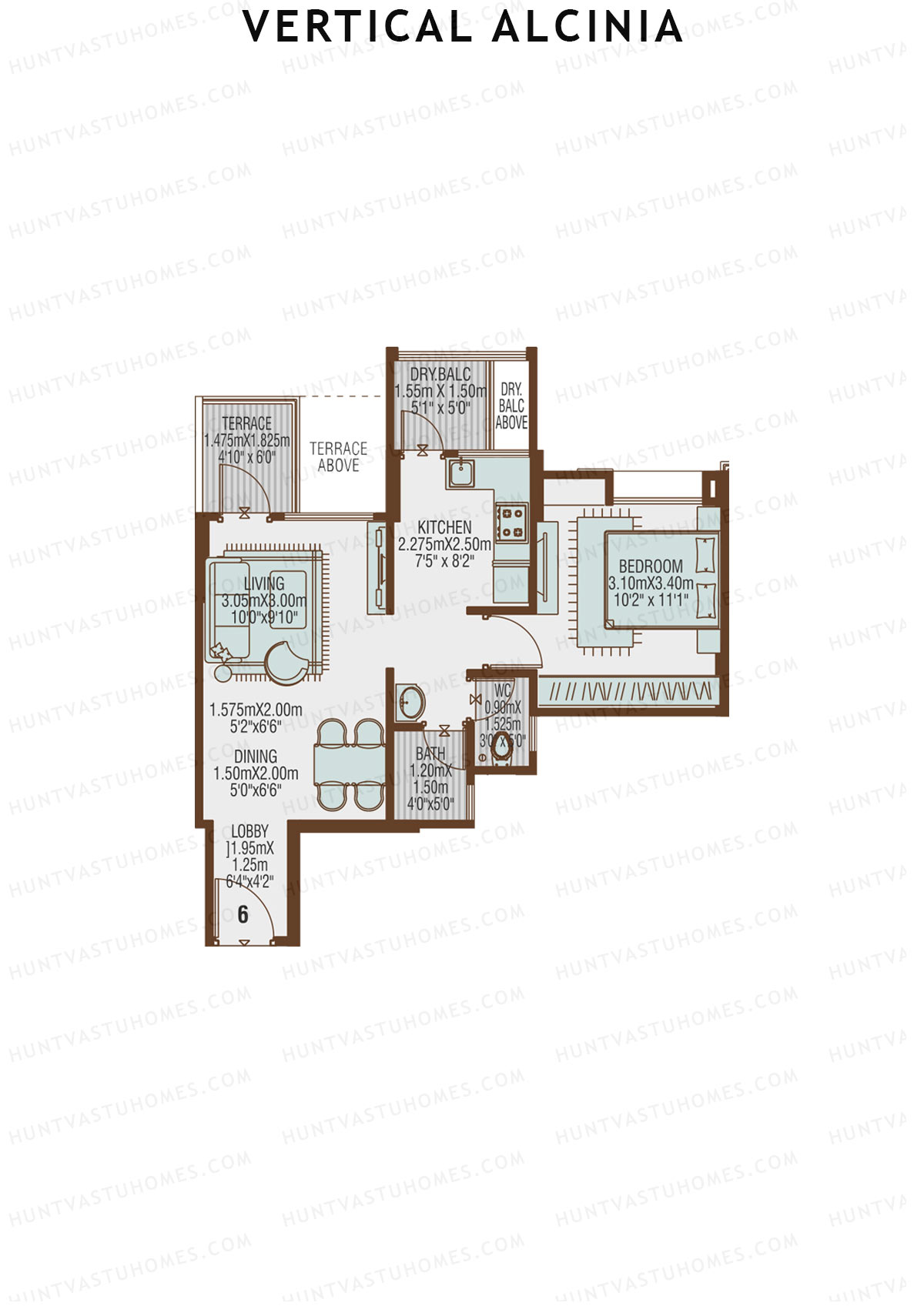 Vertical Alcinia Wing A Unit 6 Floor Plan