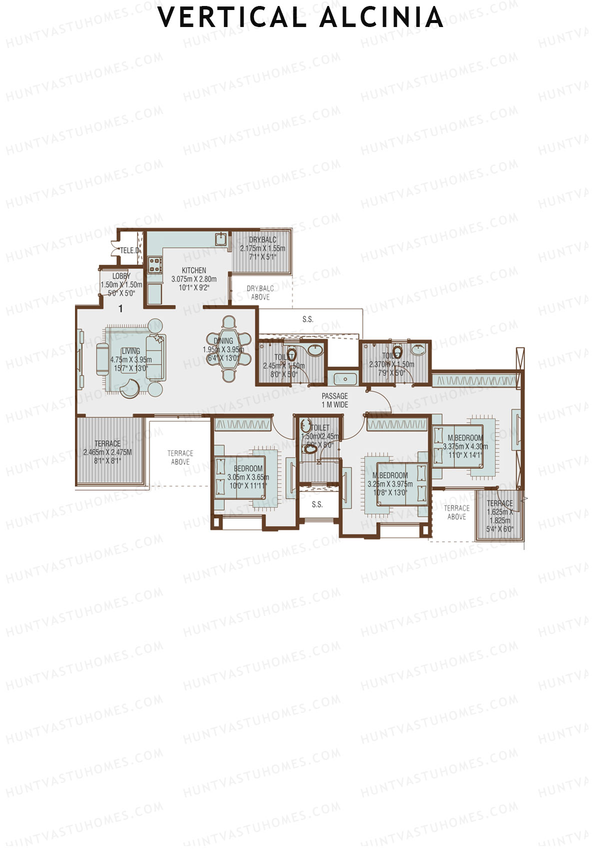 Vertical Alcinia Wing B Unit 1 Floor Plan