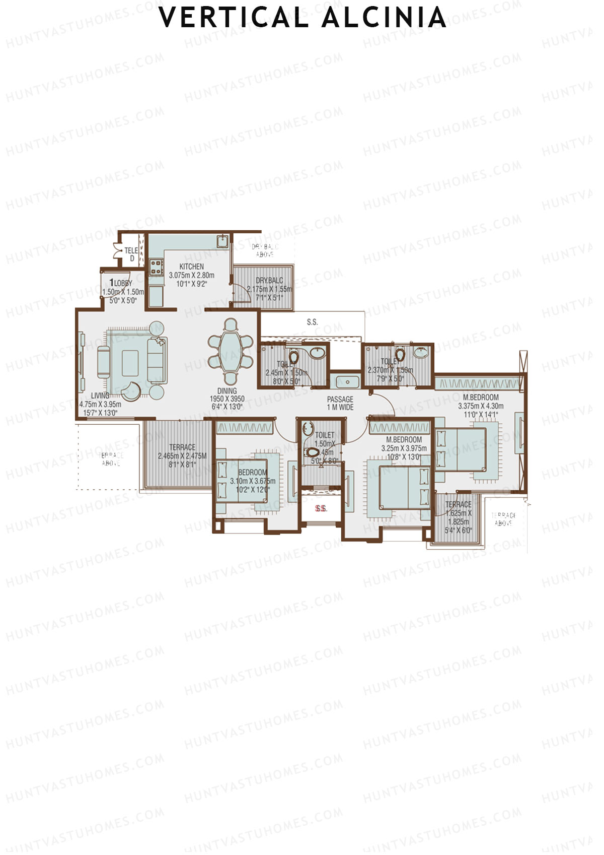 Vertical Alcinia Wing B Unit 1 Floor Plan