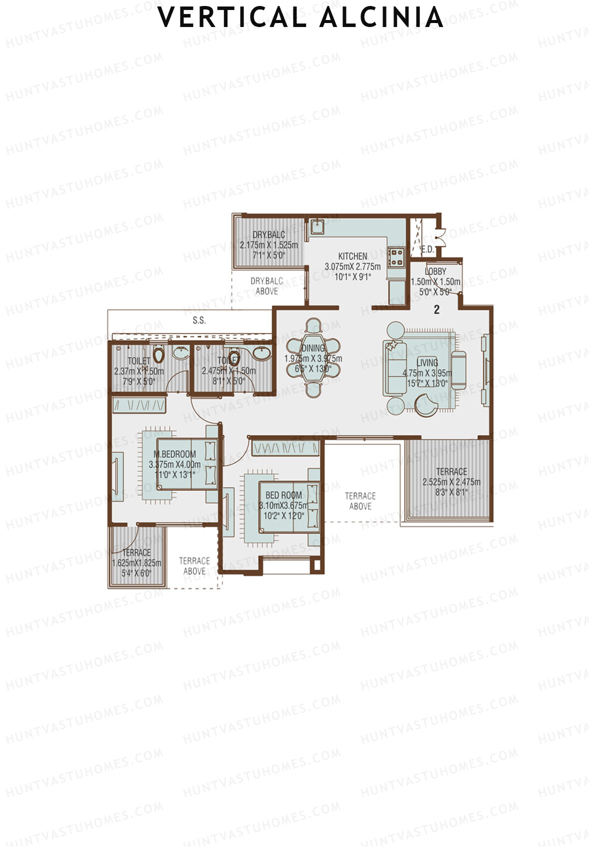 Vertical Alcinia Wing B Unit 2 Floor Plan