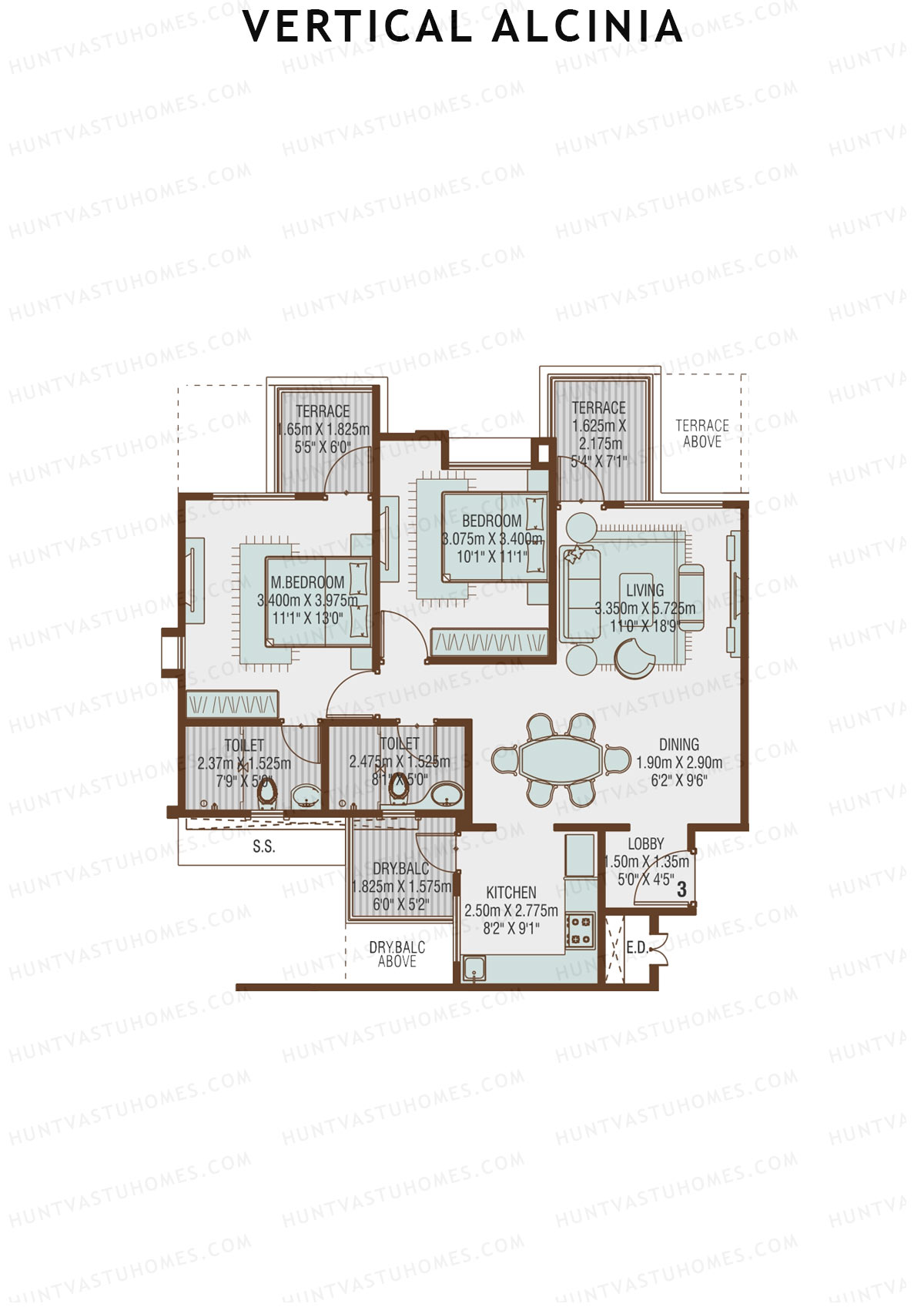 Vertical Alcinia Wing B Unit 3 Floor Plan