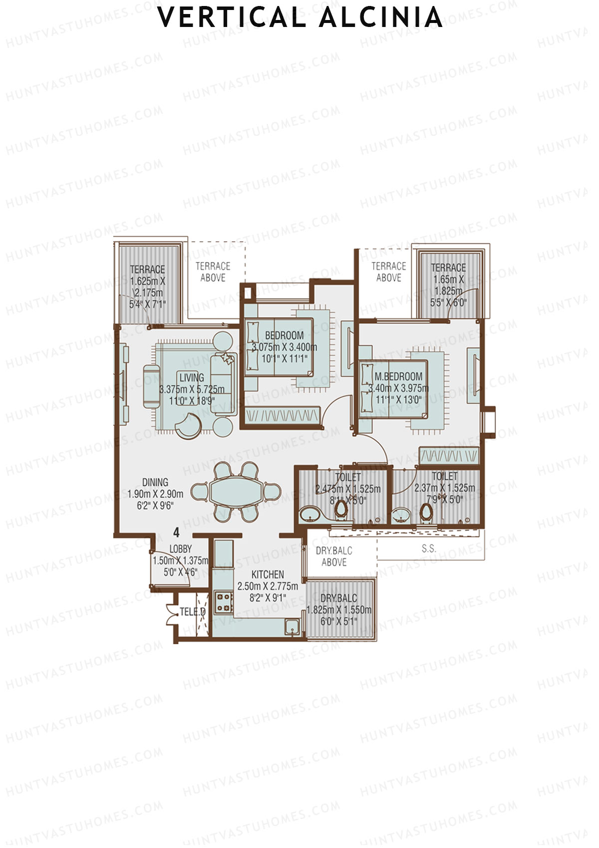 Vertical Alcinia Wing B Unit 4 Floor Plan
