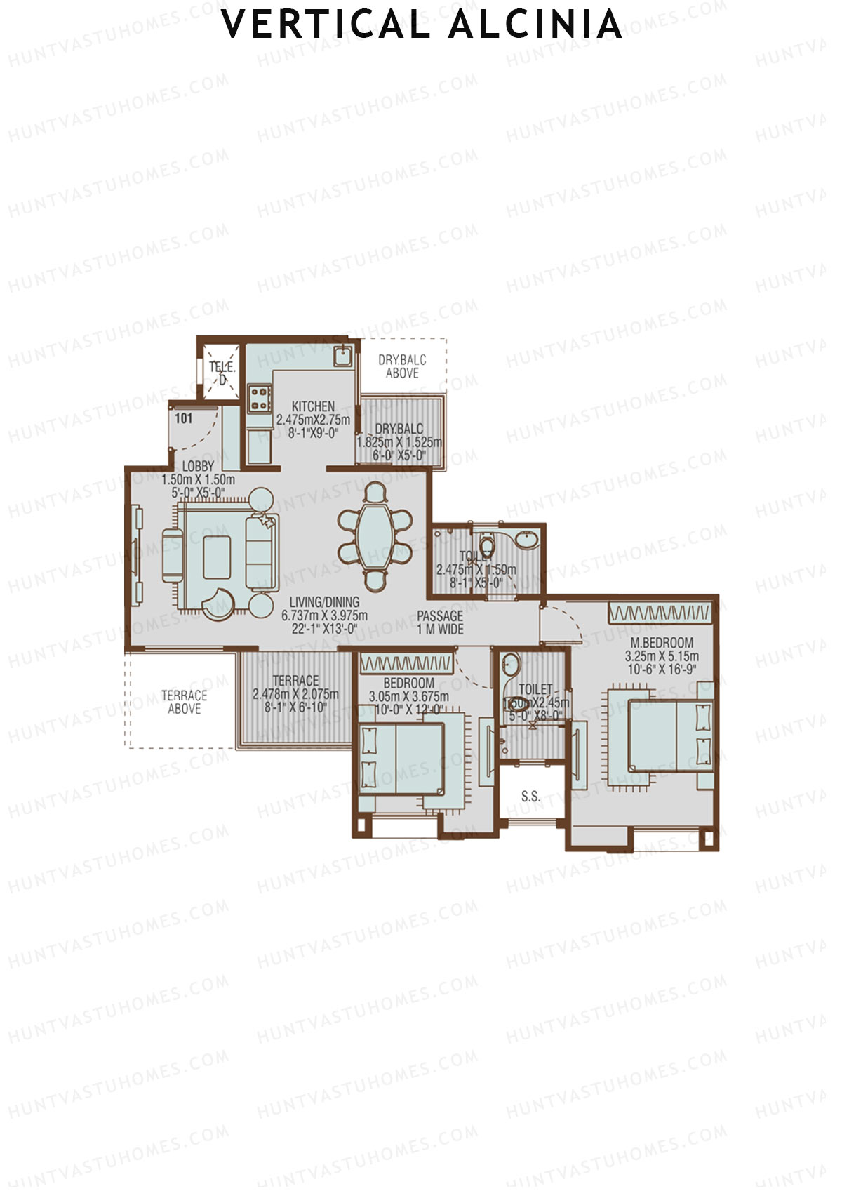 Vertical Alcinia Wing C Unit 1 Floor Plan